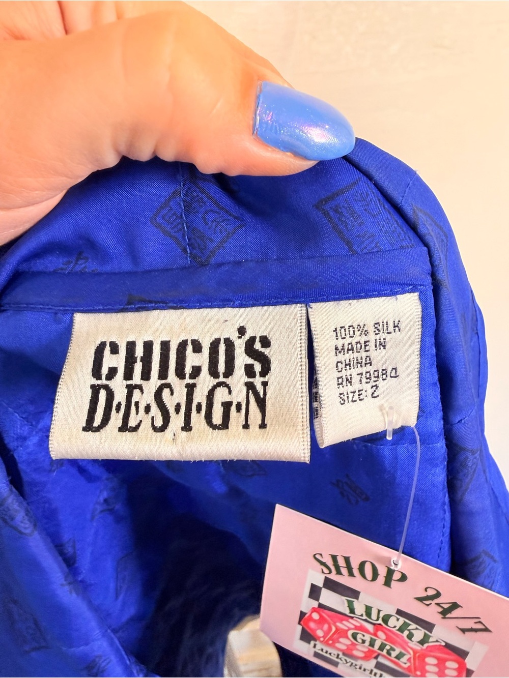 Vntg Y2K Blue Floral Quilted Puffer Vest Zip Front Cottagecore Boho Large Silk - Picture 5 of 5